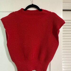 Red Women's Short Sleeve Mock Turtleneck Sweater | Size S
